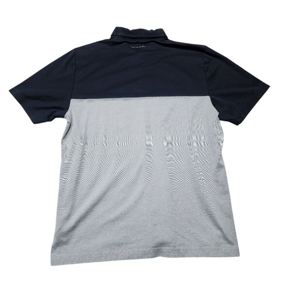 Travis Mathew Mens XL Polo Shirt Colorblock Black Gray Cotton/Polyester Blend - Picture 2 of 7